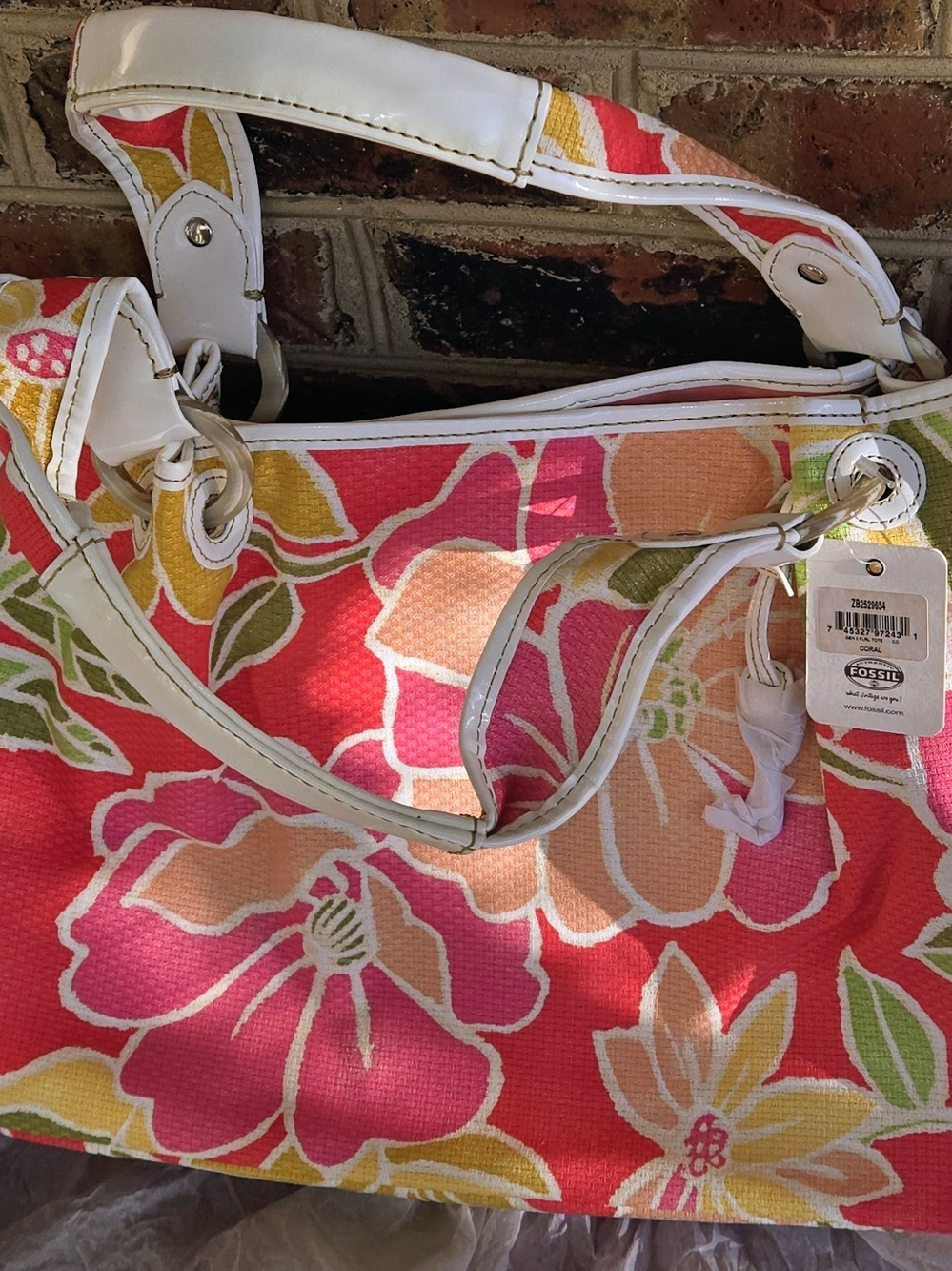 Fossil Floral Canvas Tote in Pink & Multi